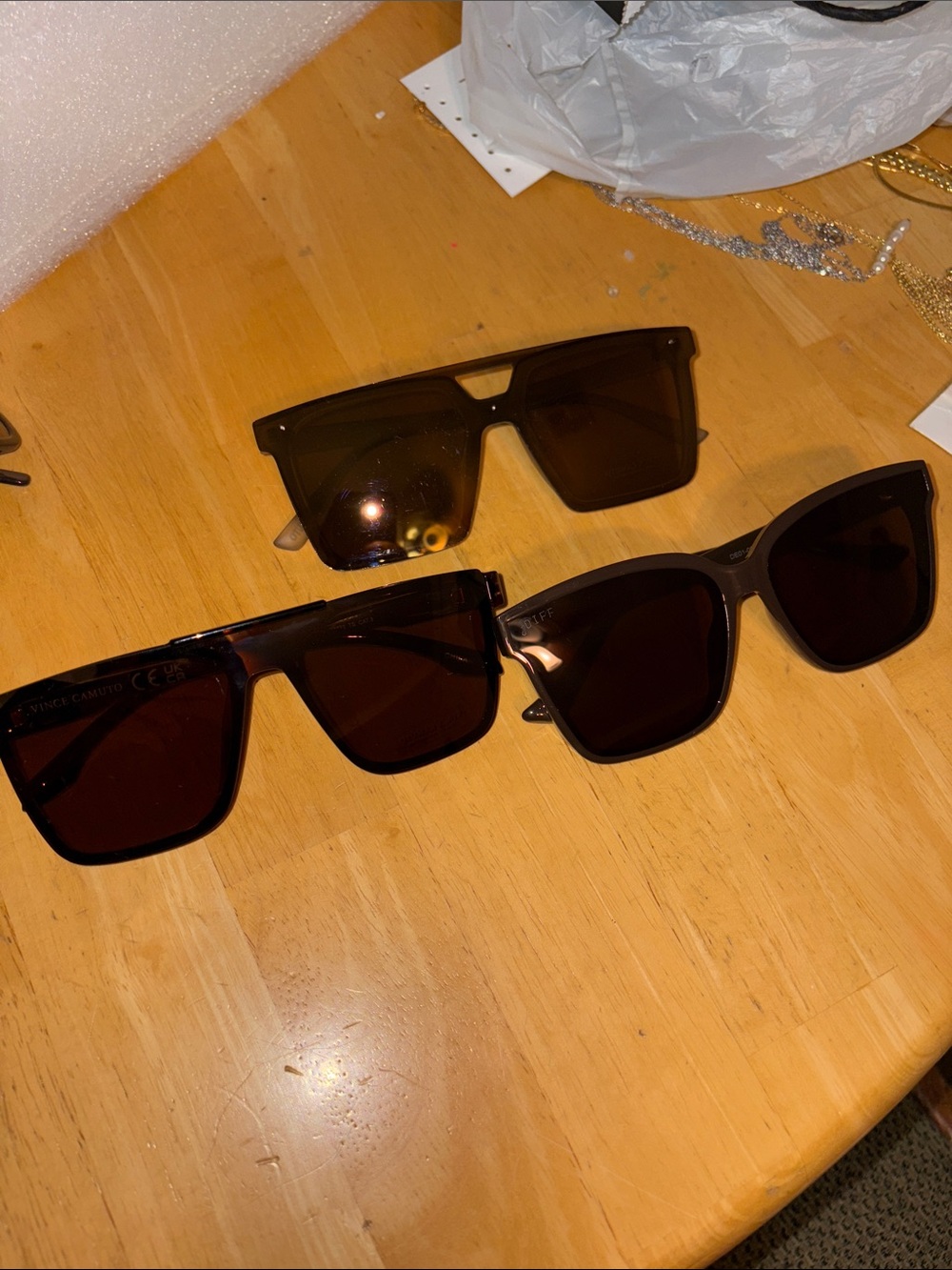 DIFF SUNGLASSES 3 Pairs of Dark Brown/Black Sunglasses